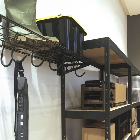 Полиця-вішалка настінна металева 90х45 см на 6 гачків Полиця-вішалка настінна металева 90х45 см на 6 гачків