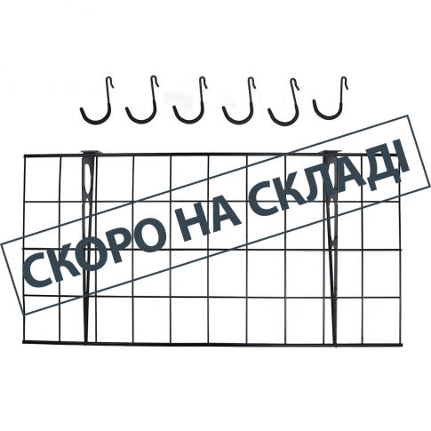 Полиця-вішалка настінна металева 90х45 см на 6 гачків